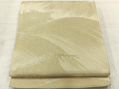 平和屋着物◎西陣 六通柄袋帯 立波文 金糸 正絹 逸品 AABF6495uk