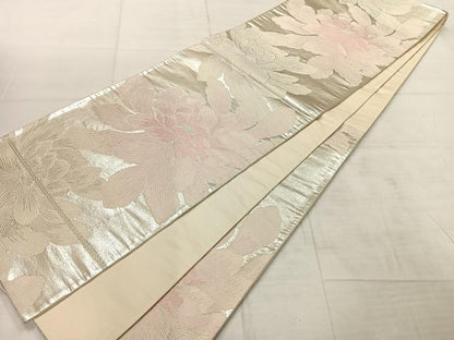 平和屋着物◎六通柄袋帯　舞花文　銀糸　正絹　逸品　AABF6498uk