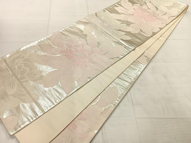 平和屋着物◎六通柄袋帯　舞花文　銀糸　正絹　逸品　AABF6498uk