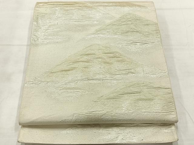 平和屋着物◎六通柄袋帯 遠山風景文 銀糸 正絹 逸品 AABF6500uk