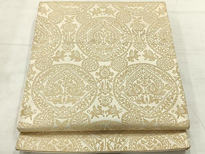 平和屋着物◎六通柄袋帯 双鳥花文 金糸 正絹 逸品 AABF6504uk