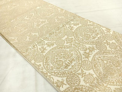 平和屋着物◎六通柄袋帯 双鳥花文 金糸 正絹 逸品 AABF6504uk