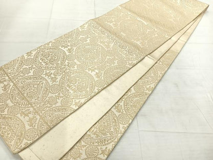 平和屋着物◎六通柄袋帯 双鳥花文 金糸 正絹 逸品 AABF6504uk