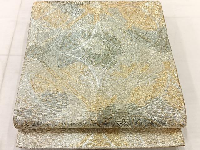 平和屋着物◎佐賀錦 六通柄袋帯 七宝花文 銀糸 正絹 逸品 AABF6510uk