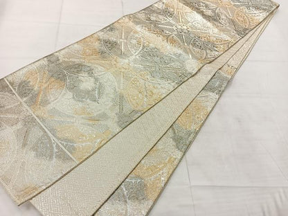 平和屋着物◎佐賀錦 六通柄袋帯 七宝花文 銀糸 正絹 逸品 AABF6510uk
