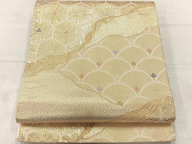 平和屋着物◎六通柄袋帯　光悦錦　吉祥松文　金糸　正絹　逸品　AABF6516uk