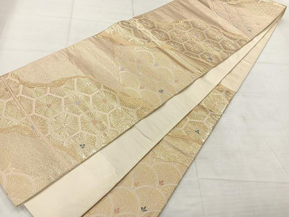 平和屋着物◎六通柄袋帯　光悦錦　吉祥松文　金糸　正絹　逸品　AABF6516uk