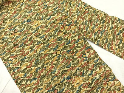 平和屋着物◎全通柄九寸名古屋帯 紬地 笠松文 正絹 逸品 AABF6524uk