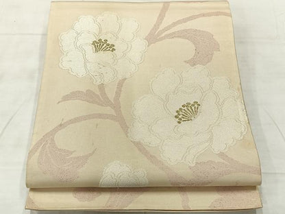 平和屋着物◎六通柄袋帯　花唐草文　金糸　正絹　逸品　AABF6547uk