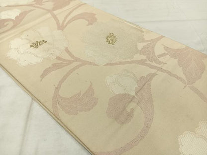 平和屋着物◎六通柄袋帯　花唐草文　金糸　正絹　逸品　AABF6547uk