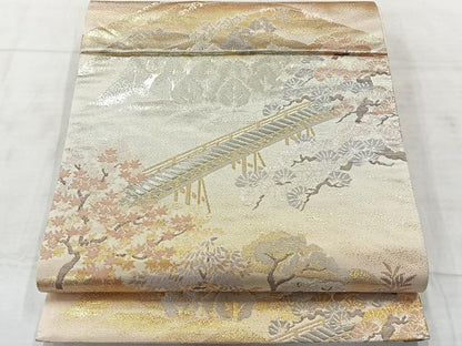 平和屋着物◎六通柄袋帯　京名所　プラチナ二重箔　正絹　逸品　AABF6549uk