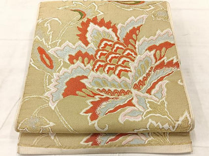 平和屋着物◎六通柄 京本袋帯 更紗花文 金銀糸 正絹 逸品 AABF6557uk