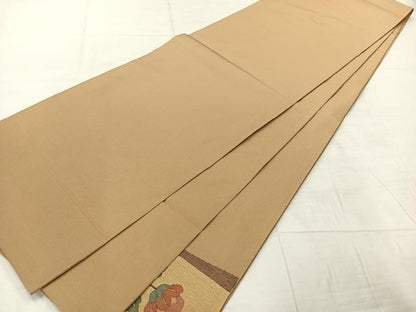 平和屋着物◎太鼓柄袋帯　すくい織　花鳥文　金糸　正絹　逸品　AABF6560uk