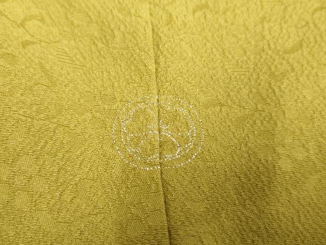 平和屋着物●上質な色無地 作家物 花唐草地紋 青朽葉色 正絹 逸品 AABF6566cs