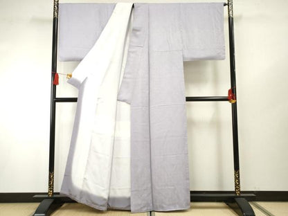 平和屋着物●上質な色無地 長襦袢(無双仕立て)セット 正倉院花地紋 藤色 正絹 逸品 AABF6570cs
