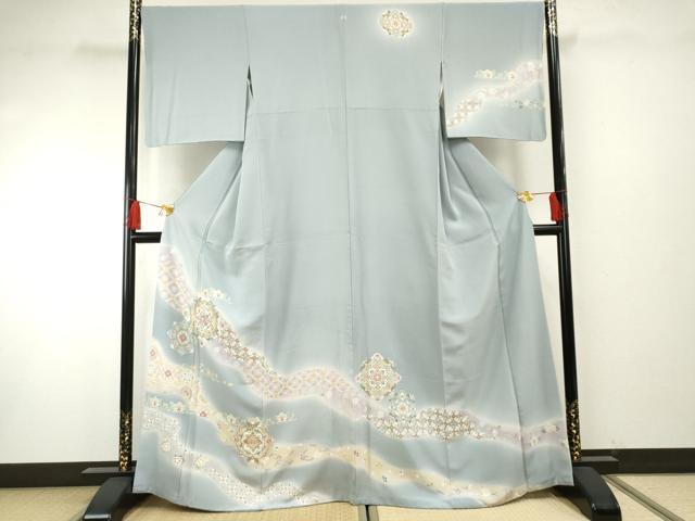 平和屋着物●訪問着 友禅 駒刺繍 正倉院花文 暈し染め 金彩 正絹 逸品 AABF6571cs