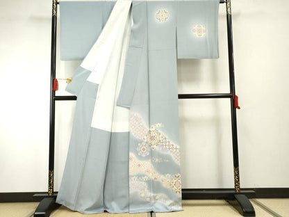 平和屋着物●訪問着 友禅 駒刺繍 正倉院花文 暈し染め 金彩 正絹 逸品 AABF6571cs