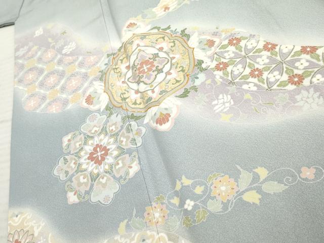 平和屋着物●訪問着 友禅 駒刺繍 正倉院花文 暈し染め 金彩 正絹 逸品 AABF6571cs