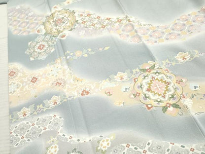 平和屋着物●訪問着 友禅 駒刺繍 正倉院花文 暈し染め 金彩 正絹 逸品 AABF6571cs