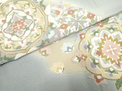 平和屋着物●訪問着 友禅 駒刺繍 正倉院花文 暈し染め 金彩 正絹 逸品 AABF6571cs