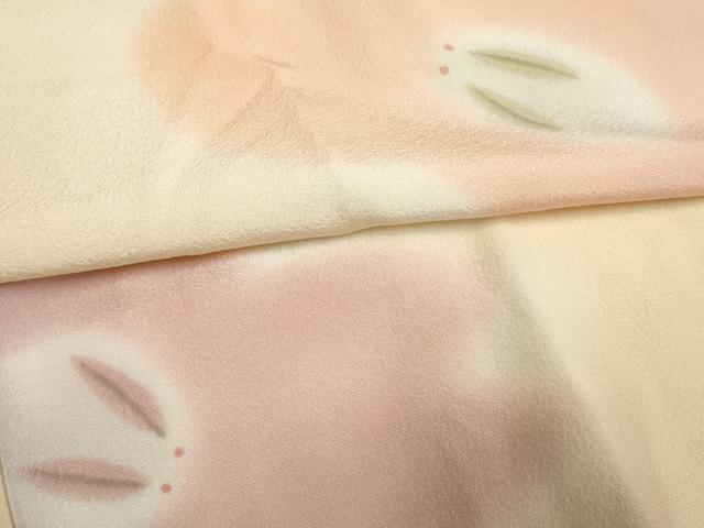 平和屋着物●長襦袢 無双仕立て 高志 雪うさぎ まごころぼかし 丹後ちりめん 京都きもの友禅扱い 反端付き 正絹 逸品 未使用 AABF6578cs