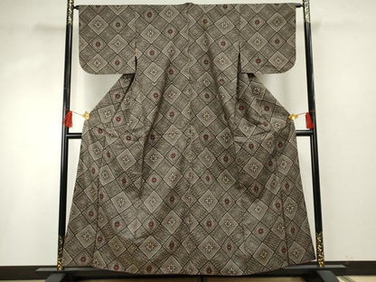 平和屋着物●本場大島紬 龍郷絣 正絹 逸品 AABF6584cs