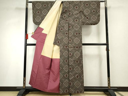 平和屋着物●本場大島紬 龍郷絣 正絹 逸品 AABF6584cs