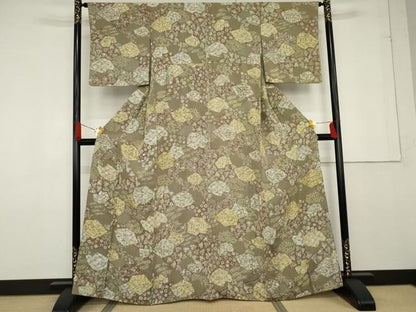 平和屋着物●上質な小紋 地紋起こし ろうけつ染め 切嵌花唐草文 正絹 逸品 AABF6585cs