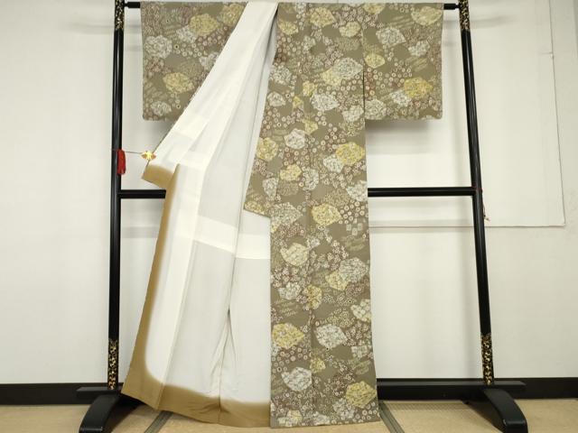 平和屋着物●上質な小紋 地紋起こし ろうけつ染め 切嵌花唐草文 正絹 逸品 AABF6585cs