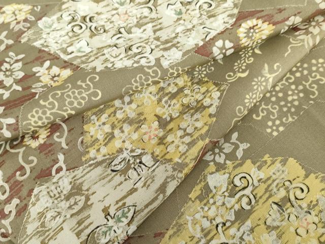 平和屋着物●上質な小紋 地紋起こし ろうけつ染め 切嵌花唐草文 正絹 逸品 AABF6585cs
