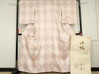 平和屋着物●銀座きしや 訪問着 絞り 刺繍 舞花文 金糸 金彩 たとう紙付き 正絹 逸品 AABF6587cs