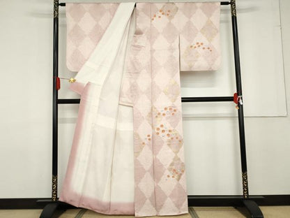 平和屋着物●銀座きしや 訪問着 絞り 刺繍 舞花文 金糸 金彩 たとう紙付き 正絹 逸品 AABF6587cs