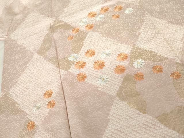 平和屋着物●銀座きしや 訪問着 絞り 刺繍 舞花文 金糸 金彩 たとう紙付き 正絹 逸品 AABF6587cs