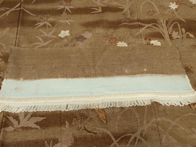 平和屋着物●訪問着 本場結城紬地 草花文 金彩 反端付き 正絹 逸品 AABF6590cs