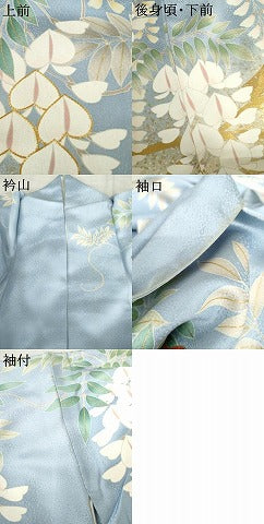 平和屋着物●豪華振袖　駒刺繍　花蝶文　藤花房　暈し染め　金彩　正絹　逸品　AABF6592cs