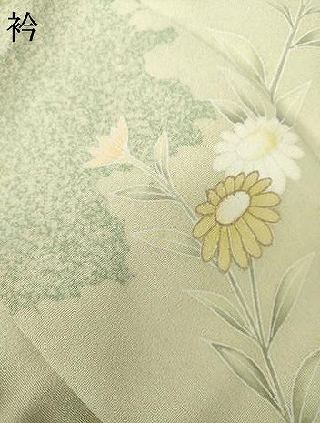 平和屋着物●訪問着 友禅 刺繍 枝花文 暈し染め 金糸 金彩 正絹 逸品 AABF6593cs