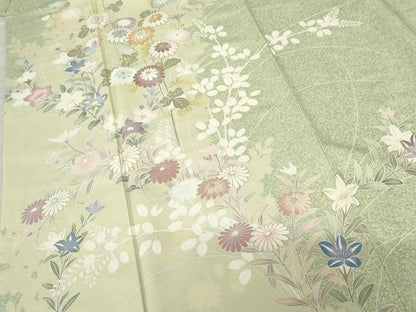平和屋着物●訪問着 友禅 刺繍 枝花文 暈し染め 金糸 金彩 正絹 逸品 AABF6593cs