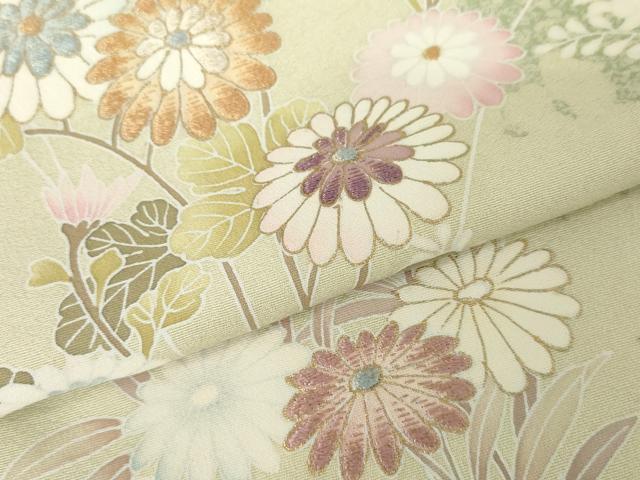 平和屋着物●訪問着 友禅 刺繍 枝花文 暈し染め 金糸 金彩 正絹 逸品 AABF6593cs