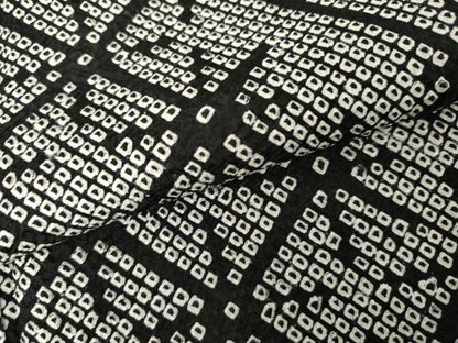 平和屋着物●上質な小紋 総絞り 麻の葉文様 黒地 正絹 逸品 AABF6595cs