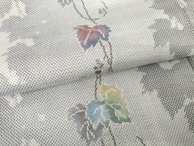 平和屋着物●本場大島紬 白大島 カタス7マルキ 総絣 蔦の葉間道 正絹 逸品 AABF6596cs
