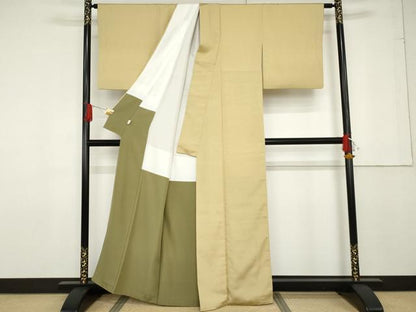 平和屋着物●お召 花格子 正絹 逸品 AABF6598cs