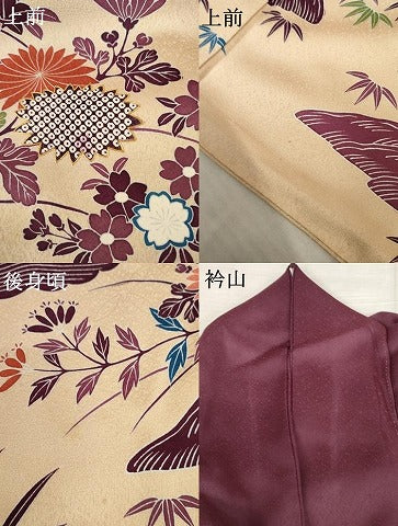 平和屋着物●人間国宝 五代 田畑喜八 訪問着 駒刺繍 笹梅枝花文 暈し染め 正絹 逸品 AABF6609cs