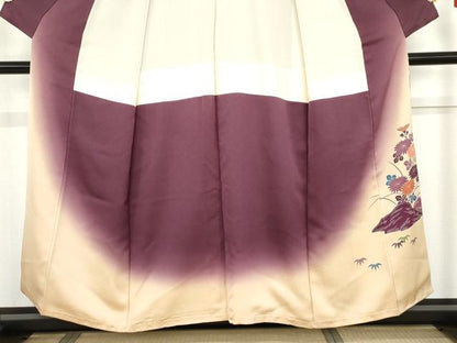 平和屋着物●人間国宝 五代 田畑喜八 訪問着 駒刺繍 笹梅枝花文 暈し染め 正絹 逸品 AABF6609cs