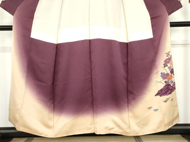 平和屋着物●人間国宝 五代 田畑喜八 訪問着 駒刺繍 笹梅枝花文 暈し染め 正絹 逸品 AABF6609cs