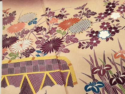 平和屋着物●人間国宝 五代 田畑喜八 訪問着 駒刺繍 笹梅枝花文 暈し染め 正絹 逸品 AABF6609cs