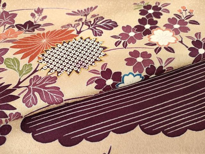 平和屋着物●人間国宝 五代 田畑喜八 訪問着 駒刺繍 笹梅枝花文 暈し染め 正絹 逸品 AABF6609cs