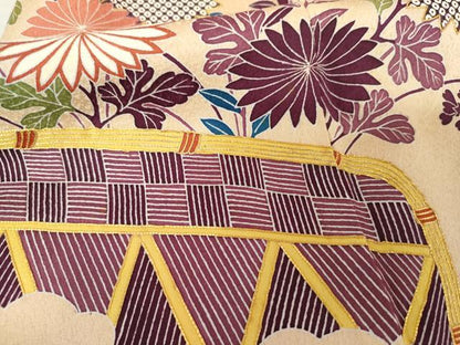 平和屋着物●人間国宝 五代 田畑喜八 訪問着 駒刺繍 笹梅枝花文 暈し染め 正絹 逸品 AABF6609cs