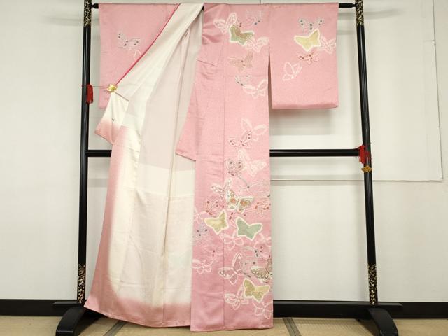 平和屋着物●創業460年・千總　訪問着　駒刺繍　絞り　舞蝶文　金彩　正絹　逸品　AABF6610cs