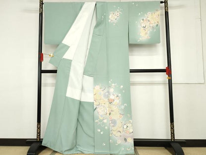 平和屋着物●訪問着 友禅 駒刺繍 更紗花唐草丸文 暈し染め 正絹 逸品 AABF6616cs