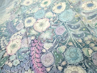 平和屋着物●豪華振袖　辻が花　暈し染め　銀通し地　正絹　逸品　AABF6617cs